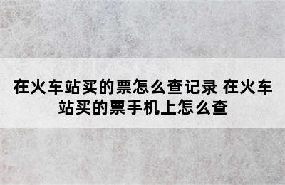 在火车站买的票怎么查记录 在火车站买的票手机上怎么查